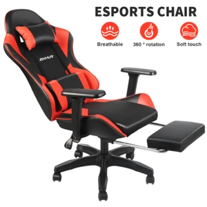 Gaming Chair Adjustable Ergonomic Gamer Home Office PC Desk Chair With Footrest - Picture 1 of 19