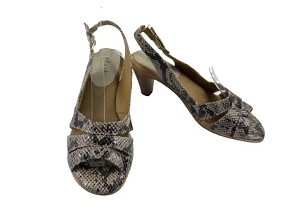 Softspots Sandals Women 8 M Neima Shoes Tan Black Snake Print Peep Toe Slingback - Image 1 of 4