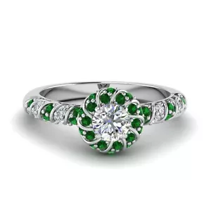 2Ct Round Cut VVS1 Halo Wedding Wedding Engagement Ring 14k White Gold Plated - Picture 1 of 9