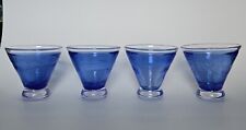 Set of 4 Pottery Barn Blue Bubble Art Glass Wine Cosmo Martini Glasses