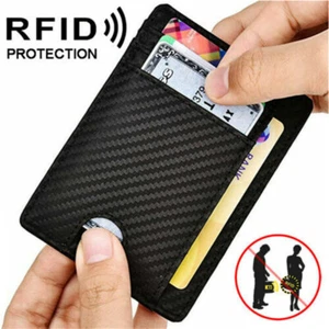 Unisex Anti-scan Faux Leather ID Credit Cards Holder RFID Blocking Small Wallet - Picture 1 of 19