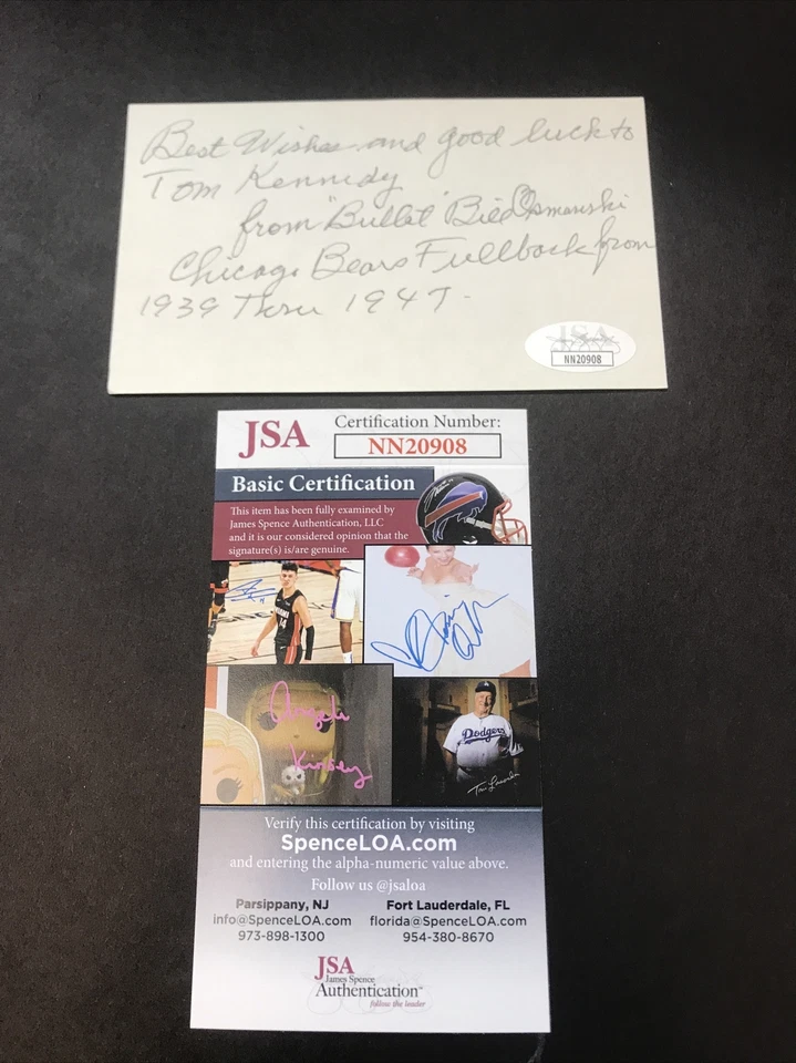 BILL OSMANSKI BEARS HOLY CROSS SIGNED 3x5 INDEX CARD WAR HEROJSA CERTIFIED AUTO - Image 1 of 4