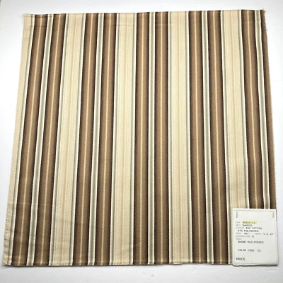 Decorative Fabrics Upholstery Sample 16" Square Striped Cotton Poly Bamboo - Image 1 of 4