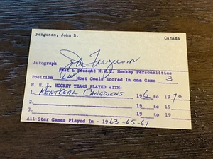 Joe Fergy Ferguson Montreal Canadiens signed autograph Hockey 3x5 index card - Picture 1 of 1