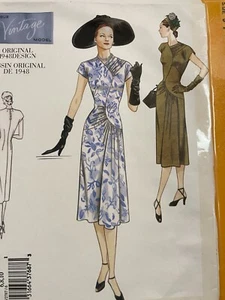 V2787 Vogue 2787 Sewing Pattern 1948 Misses' Ruched A-line Dress Sizes 6, 8, 10 - Picture 1 of 7