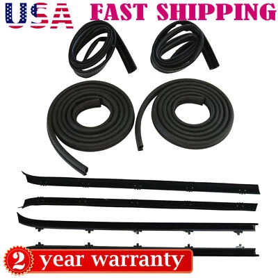 For Chevy GMC Truck Front Door Window Run Sweep Felts Weatherstrip Seals Kit Set - Image 1 of 4