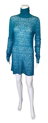 Vestido manga larga cuello alto malla azul transparente talla XL de MODA INTERNATIONAL para mujer Foto 1 de 4