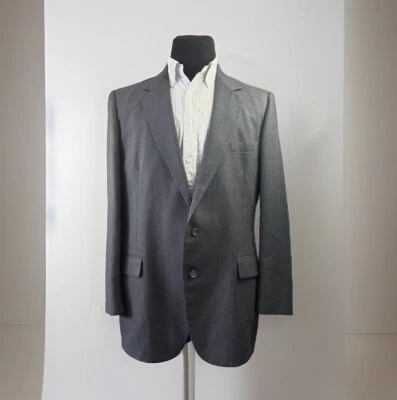 Vintage 2 Piece Suit Blazer Gray 46L 40x31 Pinstripe 2 Button Classic Versatile - Image 1 of 4