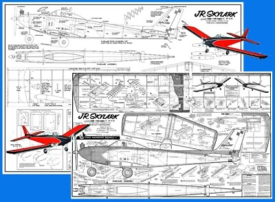 Carl Goldberg Model Airplane Plans (RC):  Jr. Skylark 37" for .010-.049 Engines - Image 1 of 3