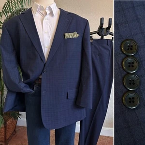 GEOFFREY BEENE MENS 2 PC SUIT JACKET SIZE 54 PANTS 52x30 PLAID BLAZER SLACKS SET - Picture 1 of 17