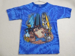 Camiseta De Colección 1999 Looney Tunes Azul Tie Dye Lucas Taz Bugs Tablas de Surf Talla 14 - Imagen 1 de 19