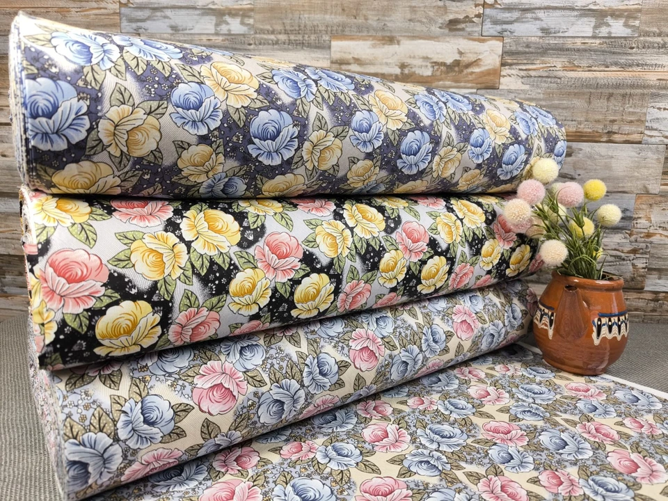 240cm Popeline Baumwolle Stoffe Baumwollstoff Meterware Blumen Basteln ÖKO-TEX - Bild 1 von 1