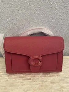 Coach Tabby Clutch Brass/Rouge pebble leather and calf leather C0869 - Picture 1 of 11