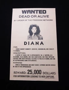 V-1985 TV Series-Diana Wanted: Dead or Alive 11" X 17" Poster-RARE-NM - Picture 1 of 2
