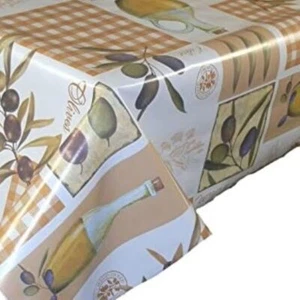 Olives PVC Tablecloth Kitchen Outdoor (Also Available with Parasol Hole) - Picture 1 of 13