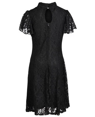 Pink & Violet Big Girls Flutter Sleeve Lace Dress Color:Black Size:7 - Image 1 of 4