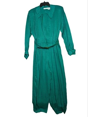 Vintage Liz Claiborne womens silk jumpsuit Green 12 80s - Image 1 of 4