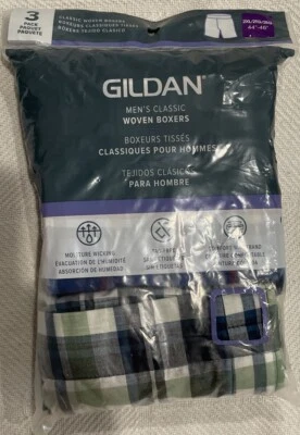 Gildan Men's Size 2XLG (44-46”) Classic Woven Boxers 3 Pack Multicolor Plaid - Image 1 of 2