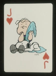 Hoyle Peanuts 50 Celebration Playing Card Linus Snoopy Jack Hearts - Picture 1 of 2
