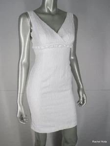 Trina Turk Kleid Mini Gr. 0 XS weiß Perlenstruktur ärmellos Empire Taille - Bild 1 von 12