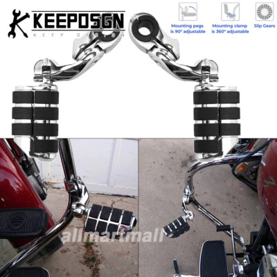 Chrome Highway Foot Pegs Rest 1.25" for Harley Davidson Sportster Dyna Softail - Image 1 of 4