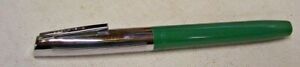 Vtg SHEAFFER'S Cartridge Fountain Pen, Fine., Green/Silver USA, NOS