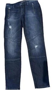Womens Jeans 27 Waist Skinny Jeans 27” Inseam Pocket Zipper 8” Rise Distress - Picture 1 of 14