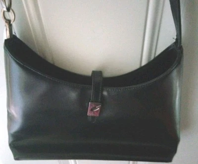 GUESS Black Patent Shoulder Bag Purse Slouch - Image 1 of 4