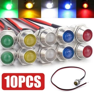 10Pc 12V 8mm Car Indicator LED Light Bulb Dash Panel Auto Truck Boat Lamp - Picture 1 of 11