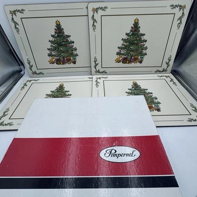 Vintage Christmas Pimpernel Placemat Cork Backed Placemats Tree & Gifts Design - Image 1 of 4