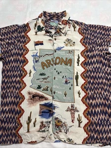Reyn Spooner Shirt Mens Large Arizona State Map Scottsdale Grand Canyon - Picture 1 of 11