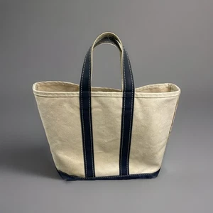 Vtg. 80s LL Bean Boat And Tote Canvas Bag Blue Straps Sawtooth Tag 16 X 10 USA - Picture 1 of 9