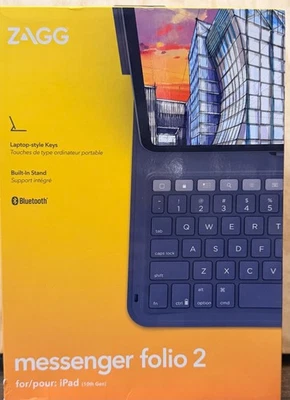 ZAGG Messenger Folio 2 Keyboard Case for iPad 10th Gen – Bluetooth –New Open Box - Image 1 of 4
