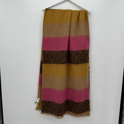 Ann Taylor Multicolor Fuzzy Striped Fringe Scarf Boho One Size - Image 1 of 4