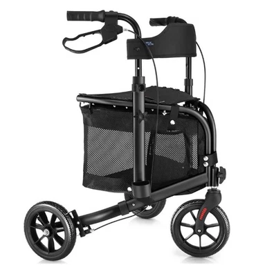 NOVO WALK MATE 3 Rodas Rollator Walker 10Lb Assento Encosto Leve Dobrável - Imagem 1 de 4