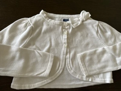 Janie и Jack 4 укороченный белый хлопок кардиган свитер с бантом 3 кнопки праздники - Изображение 1 из 4