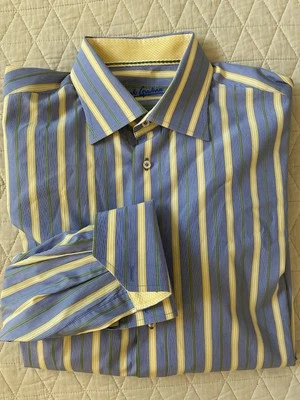 Camisa Robert Graham Negrita Rayas Puño Francés Cuello Extendido en Azul (Multi) Talla L Foto 1 de 4
