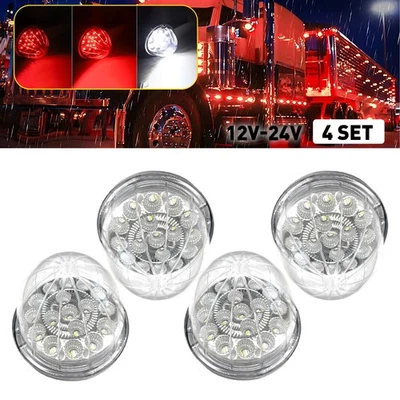 4 PIEZAS Luces LED Sandía Lámpara Roja Lente Blanca Transparente Universal para Vehículos 12v Foto 1 de 4