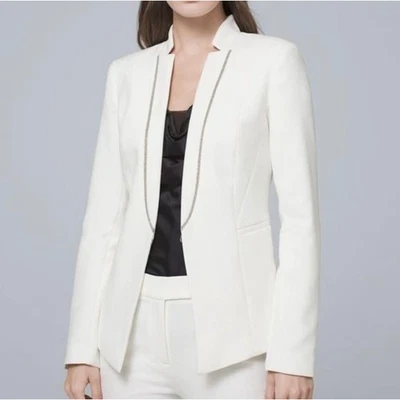 Blazer WHITE HOUSE BLACK MARKET Blanco/Crudo Cadena NUEVO CON ETIQUETAS | Talla 6 Foto 1 de 4