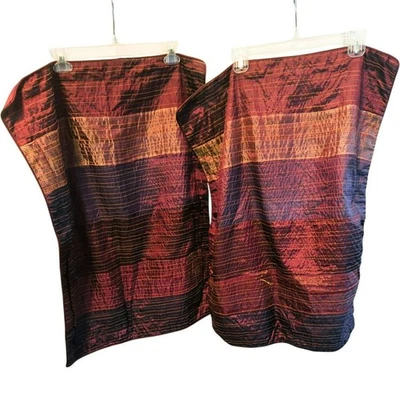 Wamsutta Burgundy & Gold Striped Decorative Pillow Shams 23x29in Polyester Blend - Image 1 of 4