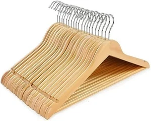 20 Holzbügel, Kleiderbügel, Kleiderbügel, mit Schulterkerben, Hosen - Bild 1 von 19