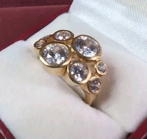 Art Deco Bezel Set Round Cluster Moissanite Sterling Silver D'Joy 925 Ring 7.25 - Picture 1 of 9