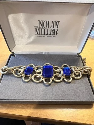 RARO! Pulsera Tenis Triple Corona Piedra Azul Nolan Miller 6.5-9 pulgadas #7346 Foto 1 de 4