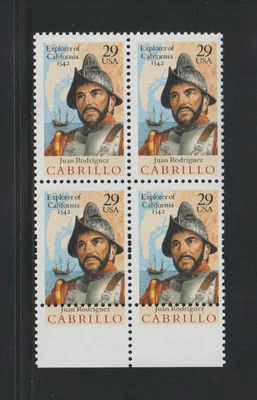 US EFO ERROR Stamps #2704 Cabrillo, Ship, Map: Rare double misperf block! MNH - Image 1 of 2