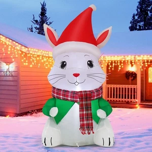 4.5 FT Christmas Inflatable Outdoor Decoration Blow Up Bunny Outdoor Christma... - Bild 1 von 6
