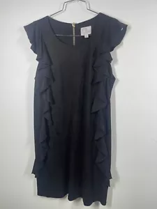 Julie Brown NYC Women’s Black Faux Suede Sleeveless Ruffle Dress Size L Party - Picture 1 of 13