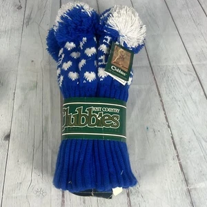 Juego de fundas para cabeza Clubbies Pom corazones azules blancos 1 3 5 en blanco tejido vintage retro - Imagen 1 de 13