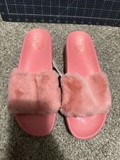 C&C CALIFORNIA Sophia Faux Fur Slide Platform Sandal Pink Size 8 M