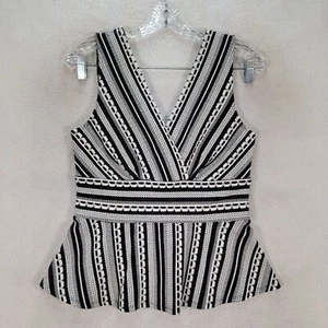 Blusa Anthropologie Vanessa Virginia Mujer Top Talla S Negra Rayas Upton Peplum - Imagen 1 de 14