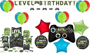 Gamer LevelUp Cumpleaños Fiesta Decoraciones Banner Centro de mesa Globos PlayStation - Imagen 1 de 23